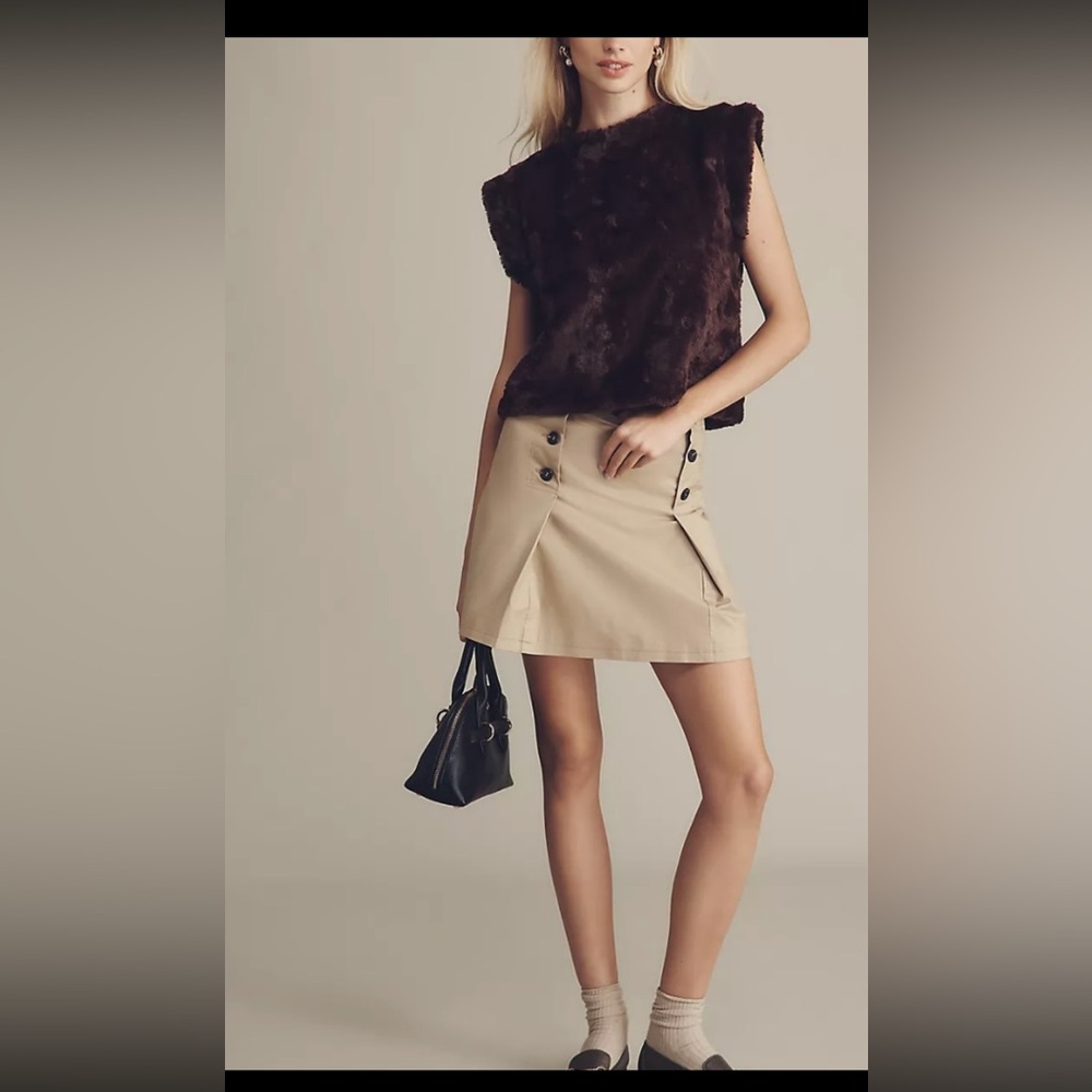 Anthropology Maeve Dark Brown Faux Fur Muscle Tank. No offers. - Picture 2 of 5